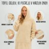 Hoodie odeja z nogavicami MIAU - bež - slika 2