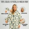 Hoodie odeja z nogavicami MIAU - rože - slika 2