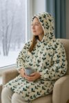 Hoodie odeja z nogavicami MIAU - rože - slika 3
