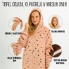 Hoodie odeja z nogavicami MIAU - srca - slika 2