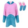 Hoodie odeja z nogavicami MIAU - modro/roza