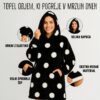 Hoodie odeja z nogavicami MIAU - bele pike - slika 2