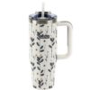 Termovka s slamico MIAU - flower, 900 ml