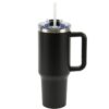 Termovka s slamico MIAU - črna, 1200 ml