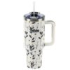 Termovka s slamico MIAU - flower, 1200 ml