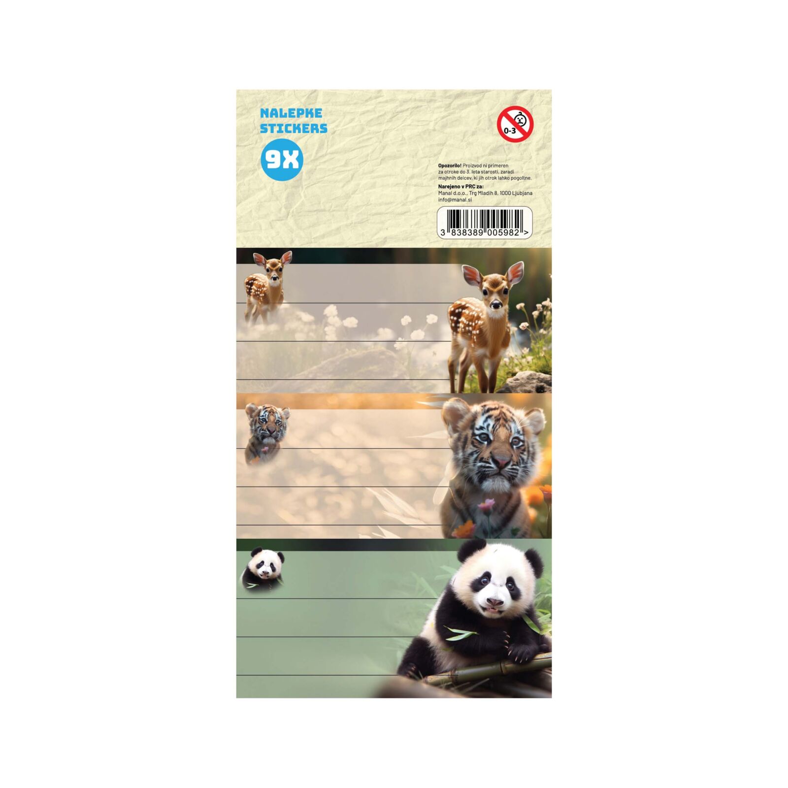 80x160_baby animals Etikete za zvezke ABC-123 - 1/9 baby animals - slika 1