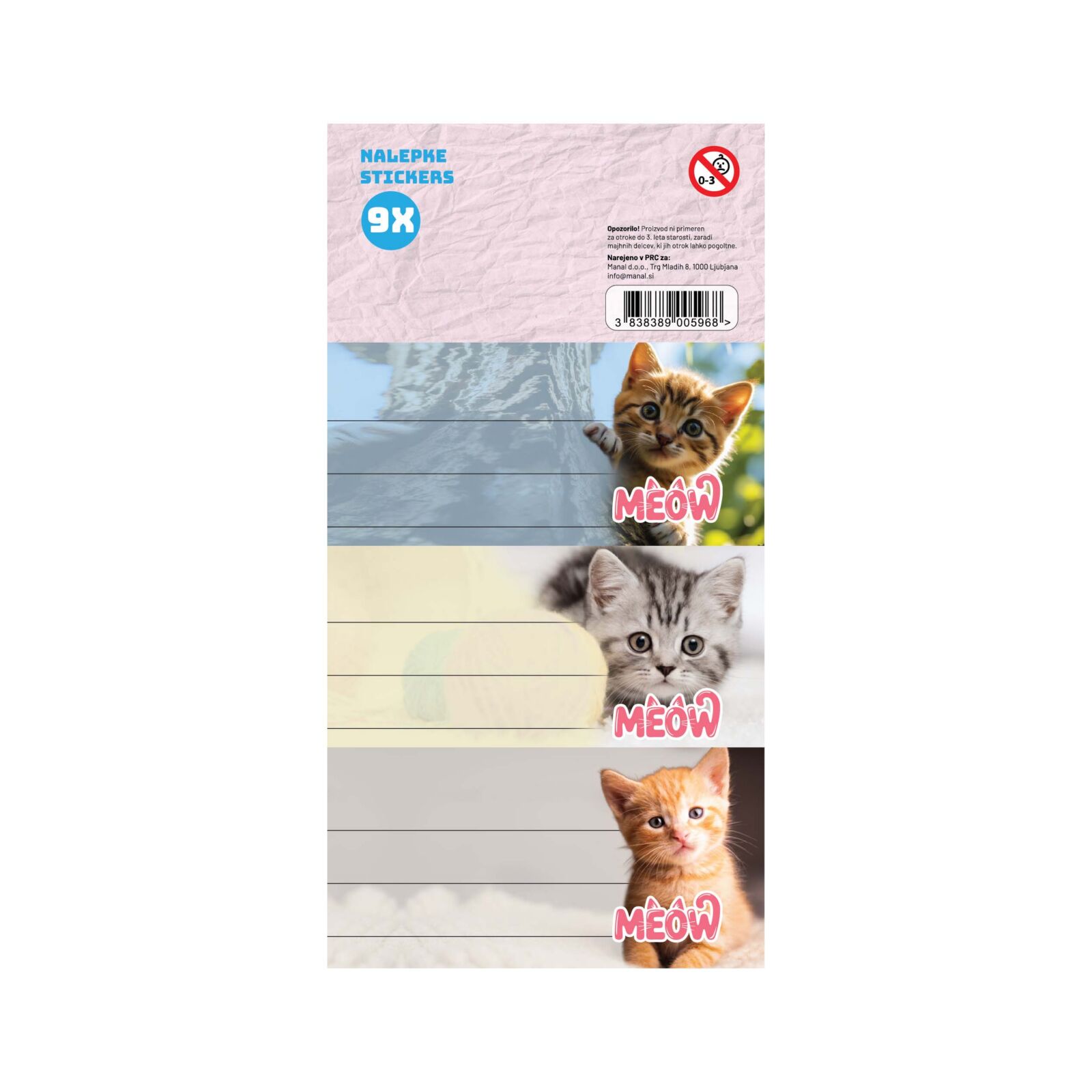 80x160_abc kitty Etikete za zvezke ABC-123 - Kitty - slika 1