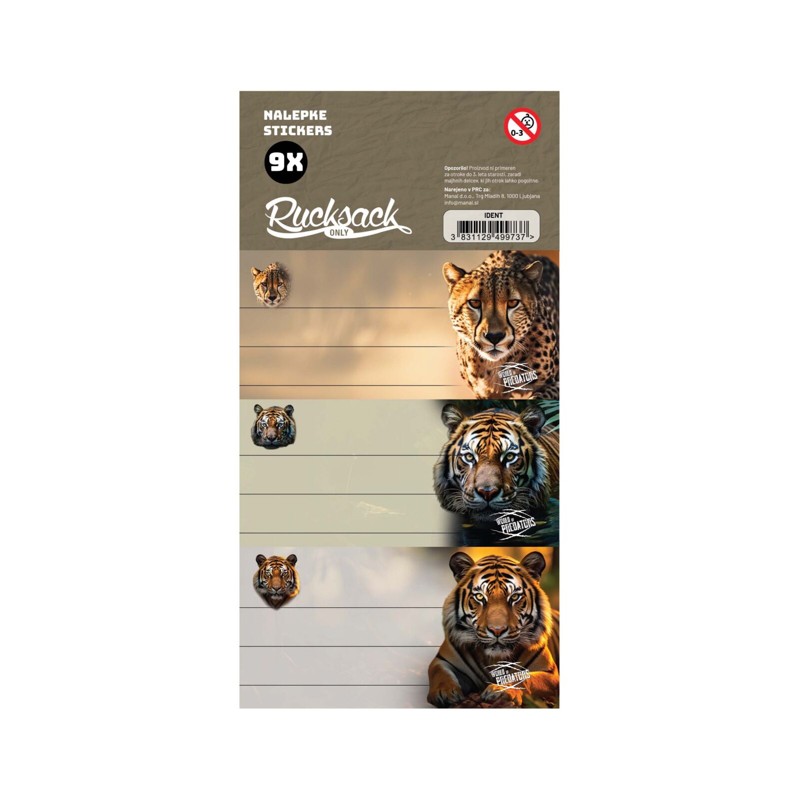 80x160_gamer Etikete za zvezke SKULVAJB - tiger - slika 1