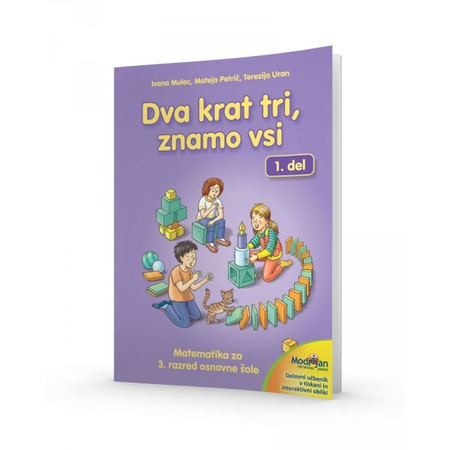 DZ417147_1 DVA KRAT TRI, ZNAMO VSI, 1. del, delovni učbenik za matematiko +koda, 3. raz. OŠ, MODRIJAN - slika 1