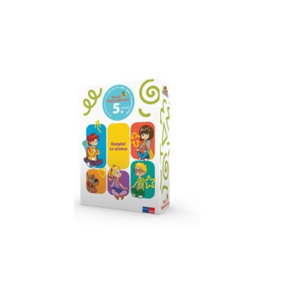 Boxed children's educational kit with colorful panels and cartoon characters on the front