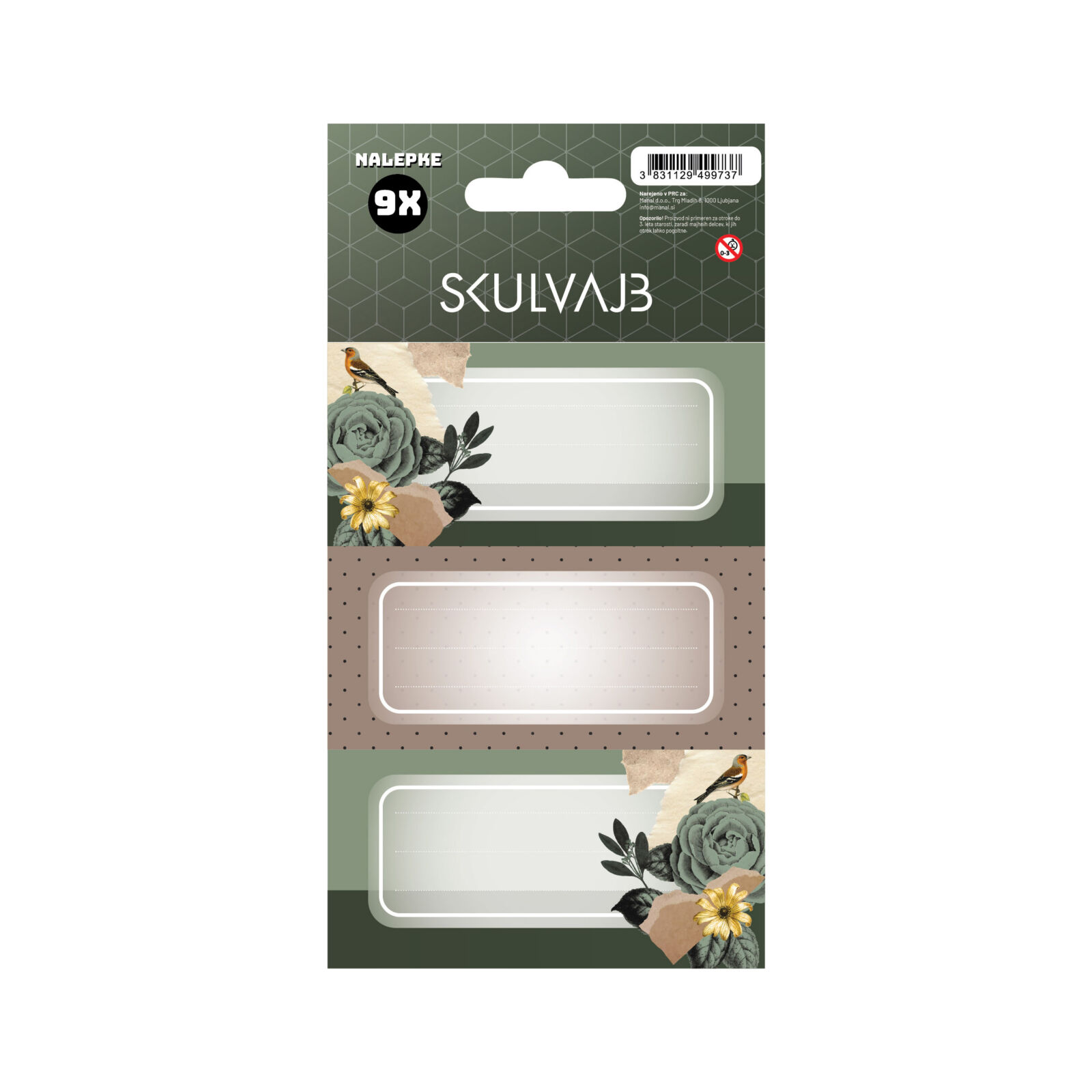 80x160_skulvajb 03 Etikete za zvezke SKULVAJB - zelena - slika 1